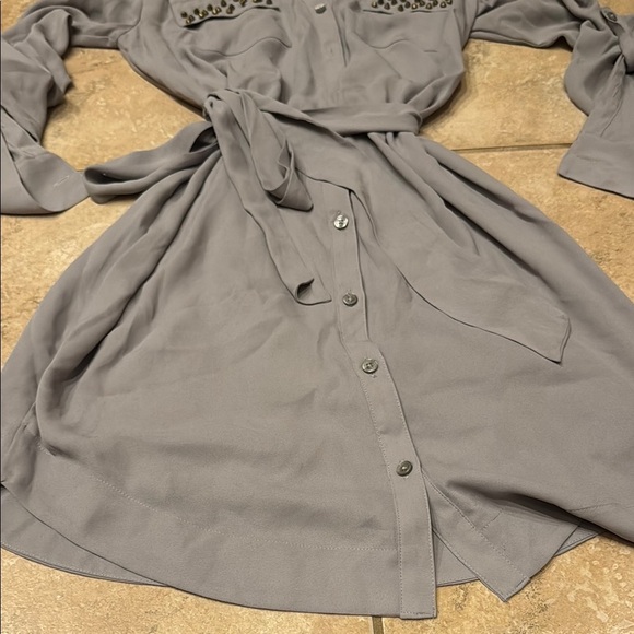 Express Gray Notched Collar Long Sleeve Dress - Picture 5 of 5